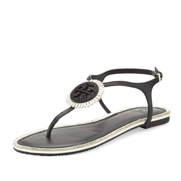 tory burch black and white sandals